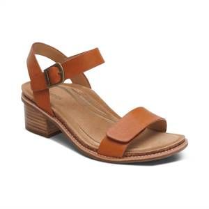 NEW AETREX women's mae adjustable quarter strap heel in cognac